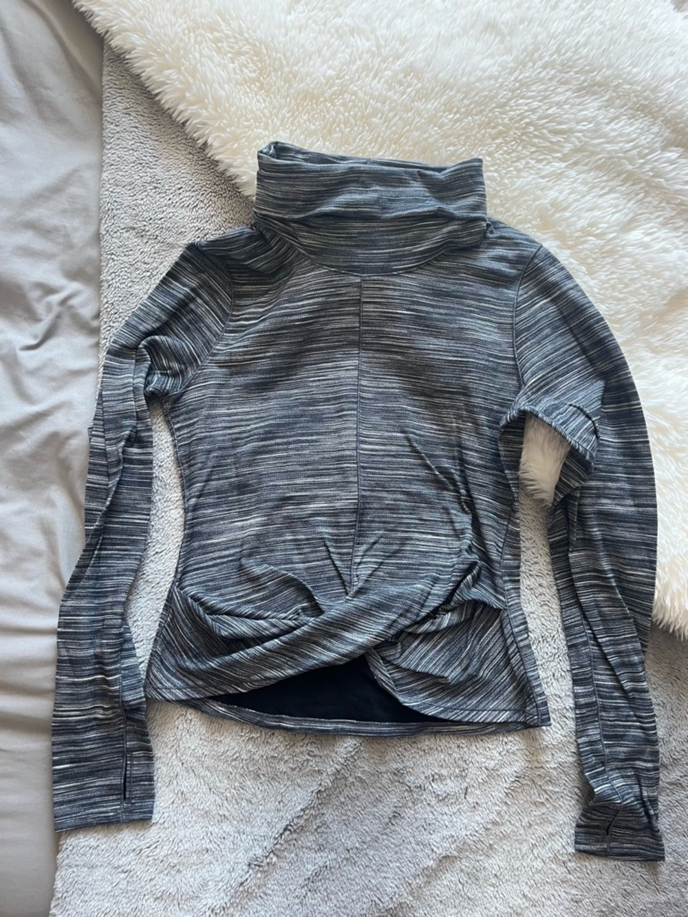 Lululemon Heathered Gray Cowl Neck Long Sleeve Top